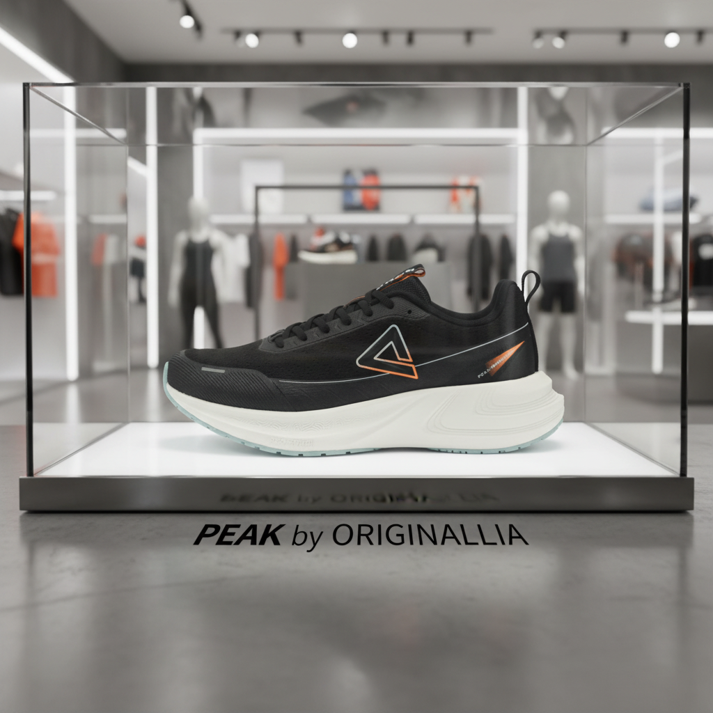 PEAK CUSHION RUNNING SHOES-BLACK/LT.GREY EXT54387H-2022 ✅✅