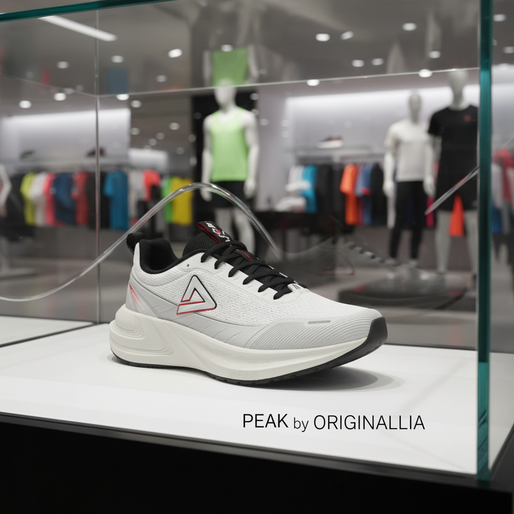PEAK CUSHION RUNNING SHOES-LT.GREY/BLACK EXT54387H-2220 🔹