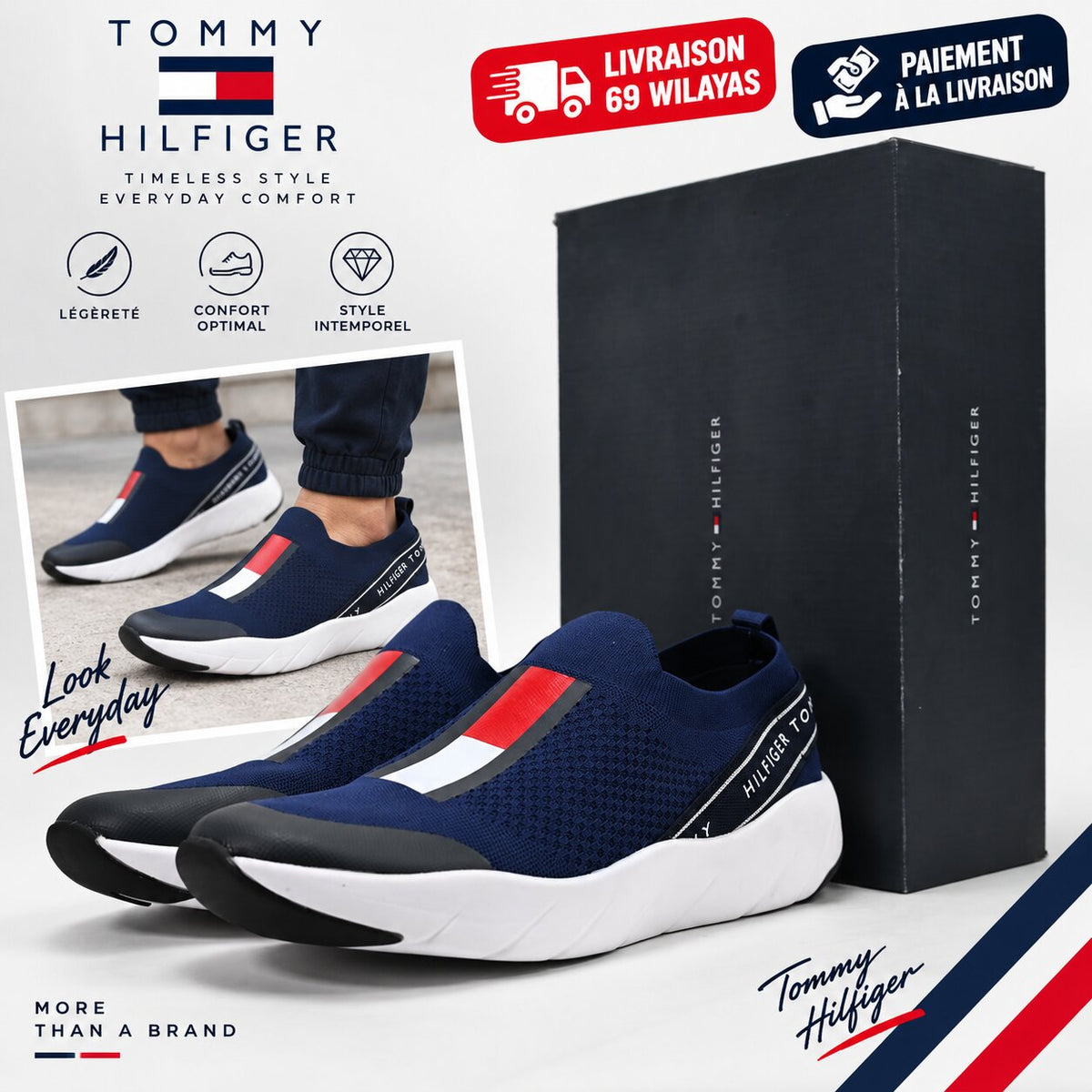 Tommy Hilfiger Low Cut Slip-On Sneakers T3A4-30418-0702800-BLUE 🔹+46