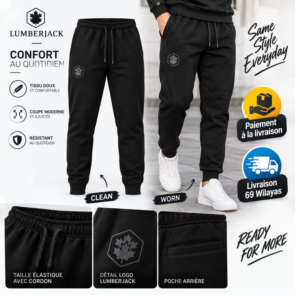 LUMBERJACK PANTALON JOGGING LBJ-00303-BLK🔹