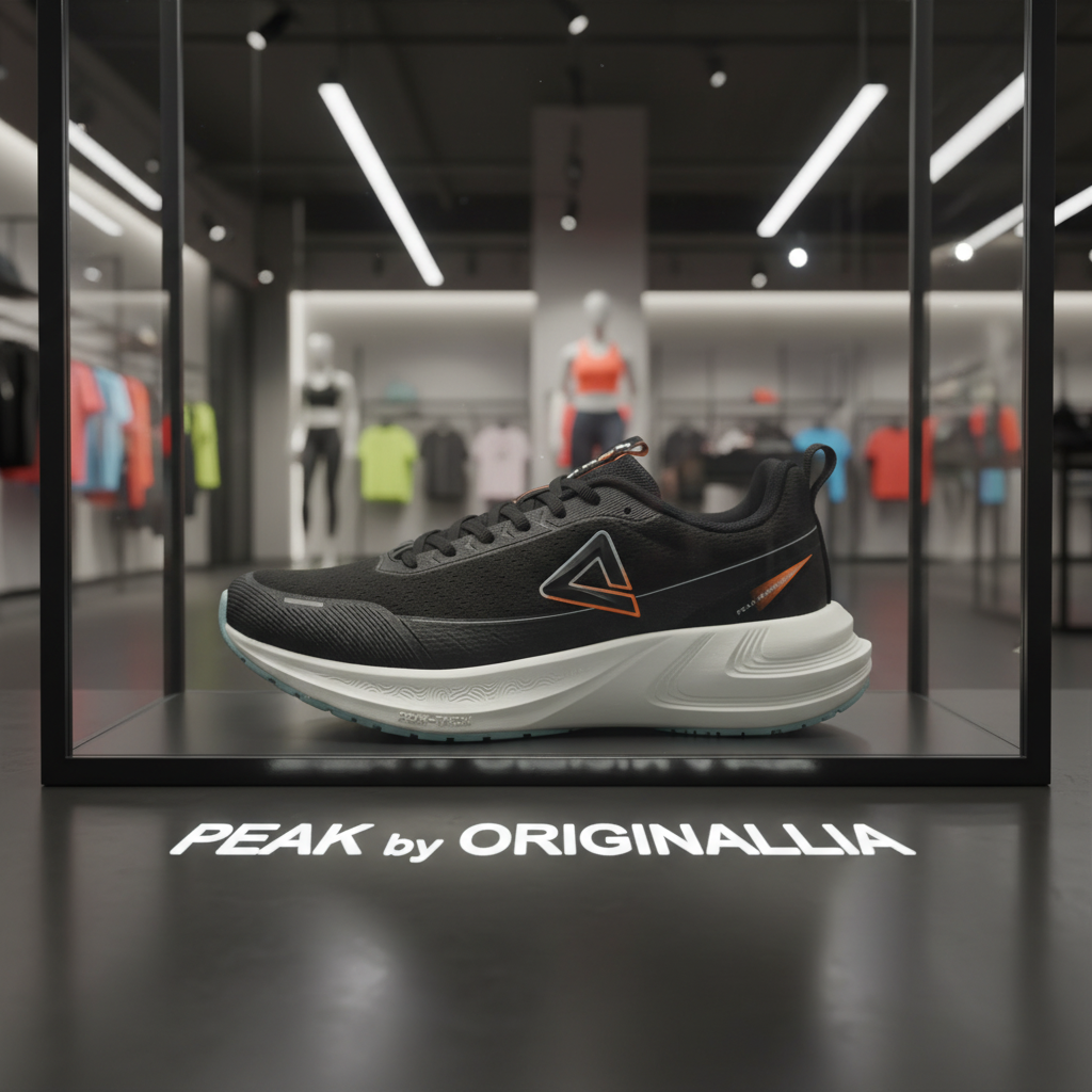 PEAK CUSHION RUNNING SHOES-BLACK/LT.GREY EXT54387H-2022 ✅✅