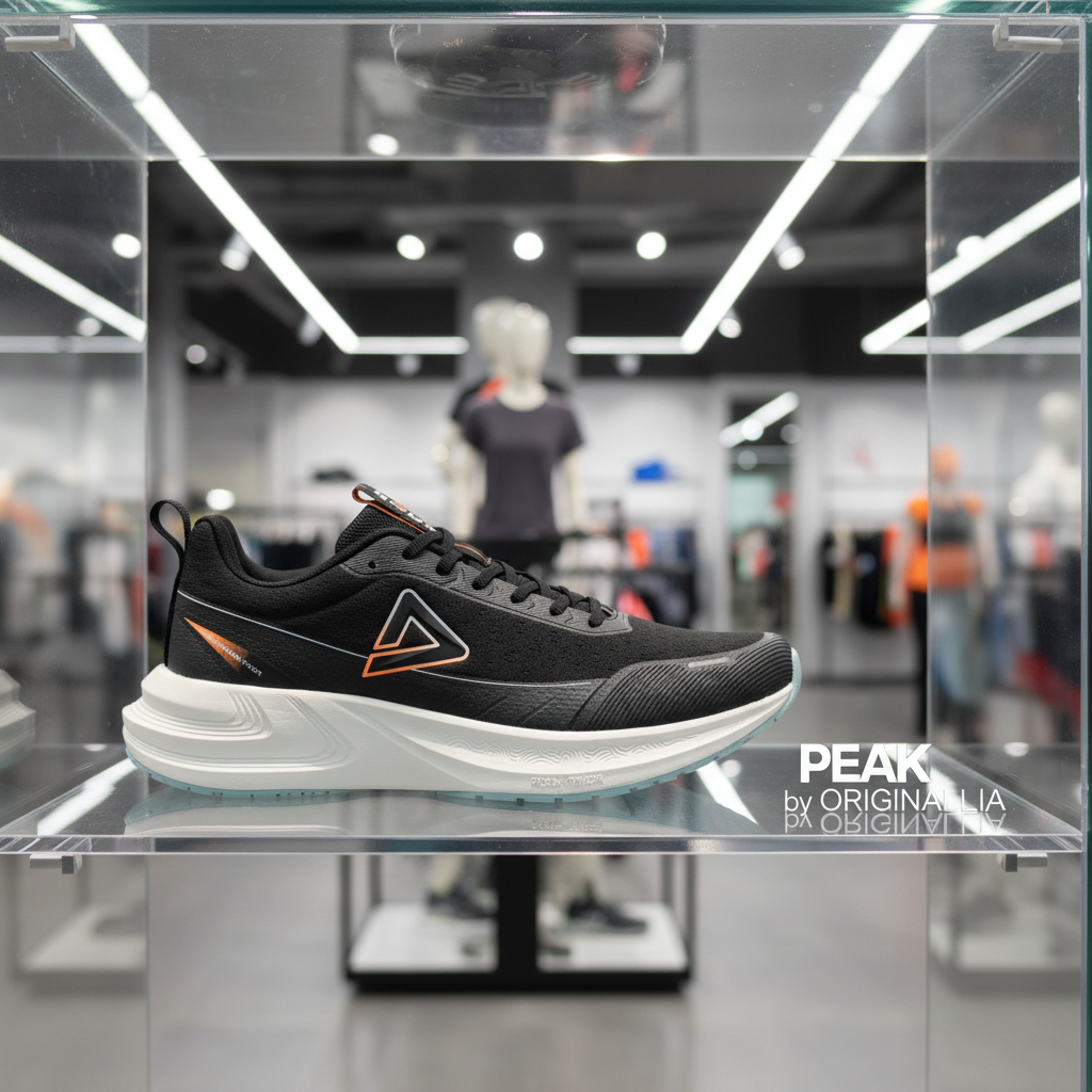 PEAK CUSHION RUNNING SHOES-BLACK/LT.GREY EXT54387H-2022 ✅✅