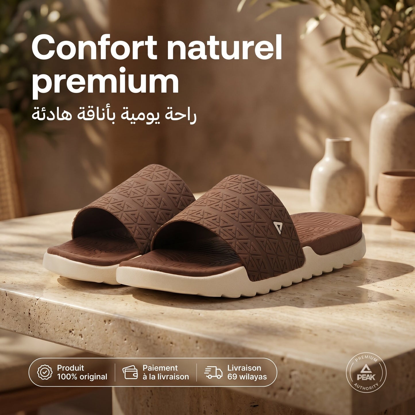 Peak Slippers Brown🔹