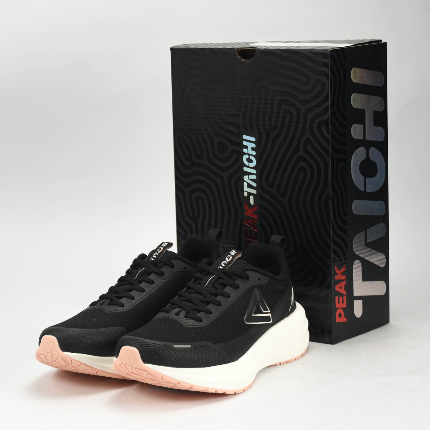 PEAK CUSHION RUNNING SHOES-BLACK/WHITE EXT54388H-Z495 ✅