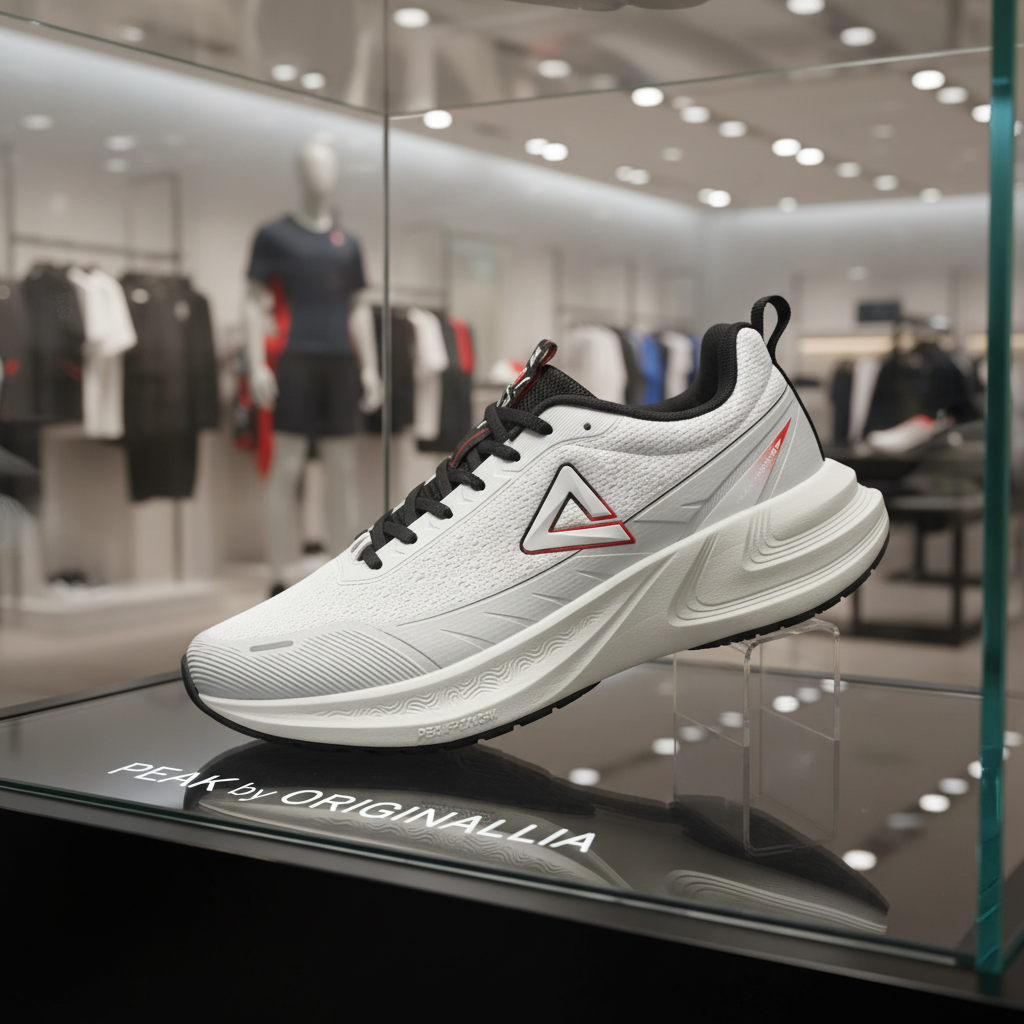 PEAK CUSHION RUNNING SHOES-LT.GREY/BLACK EXT54387H-2220 ✅✅