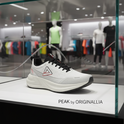 PEAK CUSHION RUNNING SHOES-LT.GREY/BLACK EXT54387H-2220 🔹