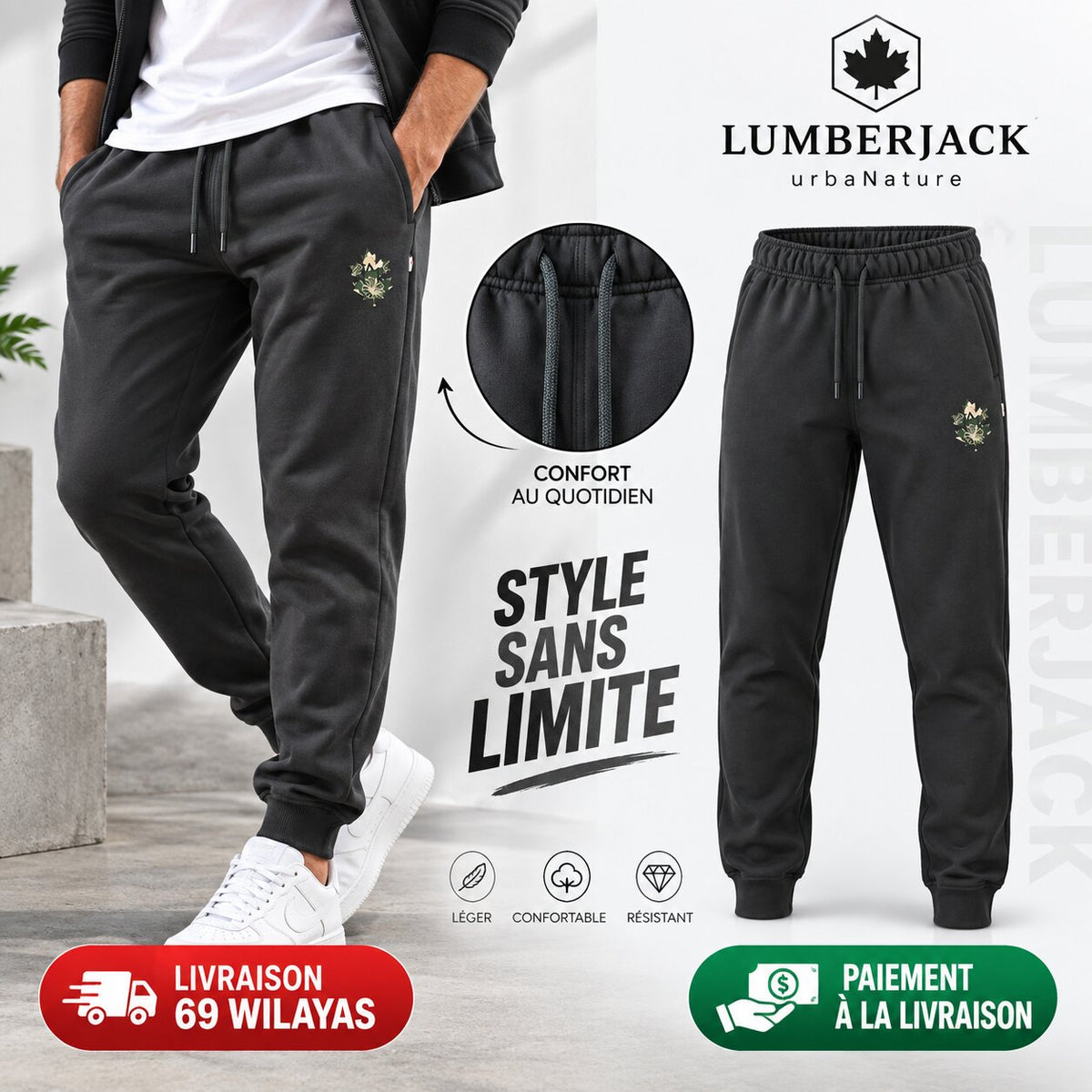 LUMBERJACK PANTALON JOGGING LBJ-00302-DGY🇮🇹🔹
