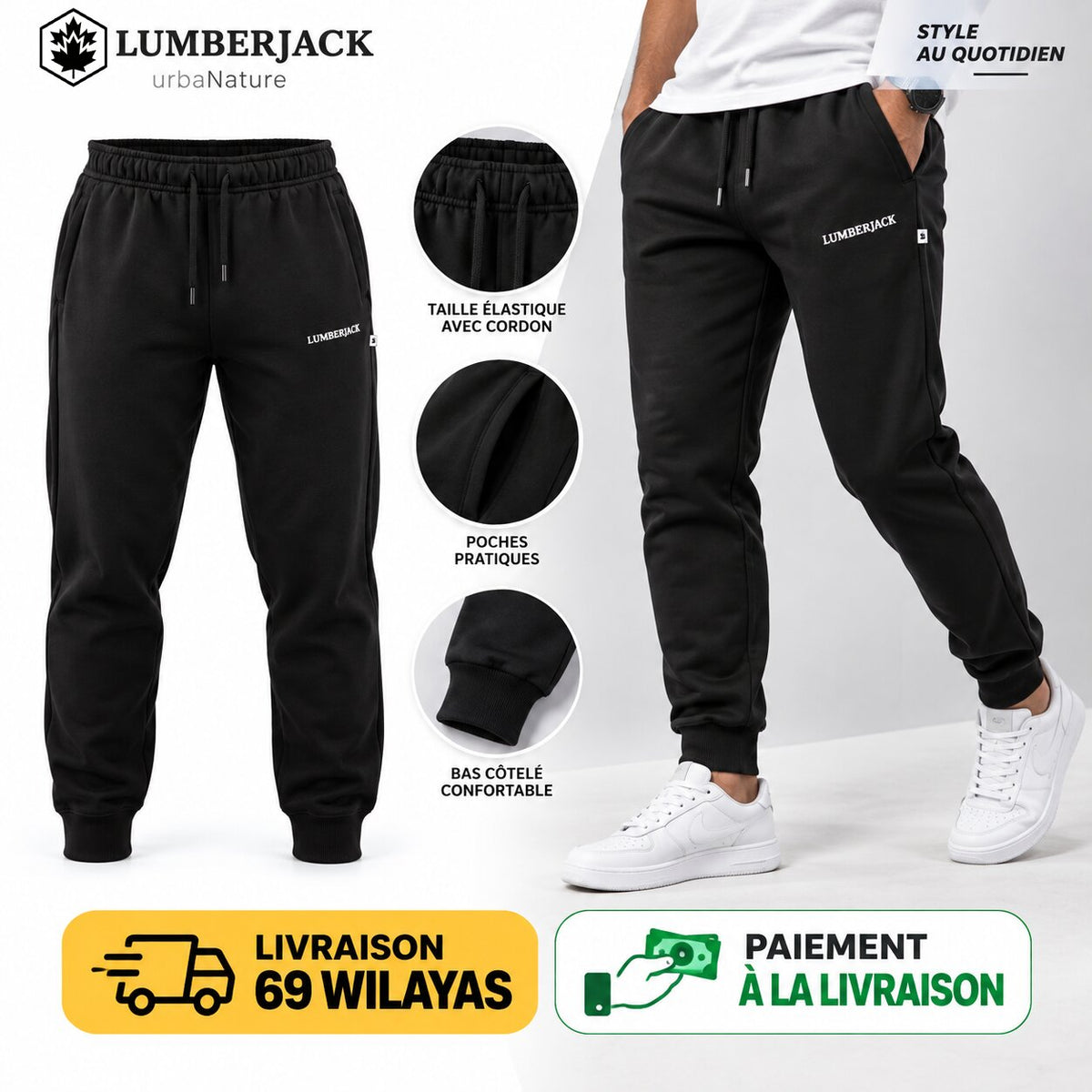 LUMBERJACK PANTALON JOGGING LBJ-00301-BLK🇮🇹🔹