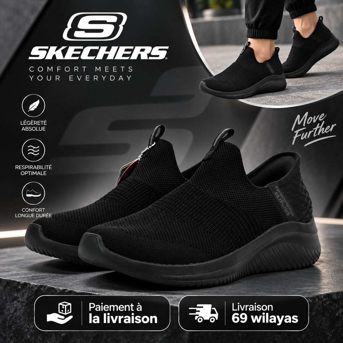 Skechers Ultra Flex 3.0 – Cozy Streak Slip-ins Sneakers 149708-BBK 💕