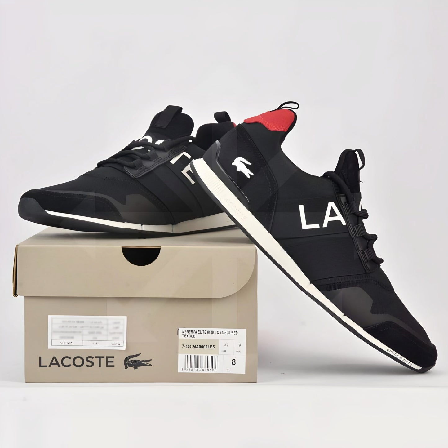 LACOSTE MANEVRA ELITE 0120 1 CMA BLK/RED TEXTILE